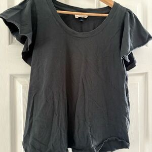 Women's Black Ruffle Sleeve Top